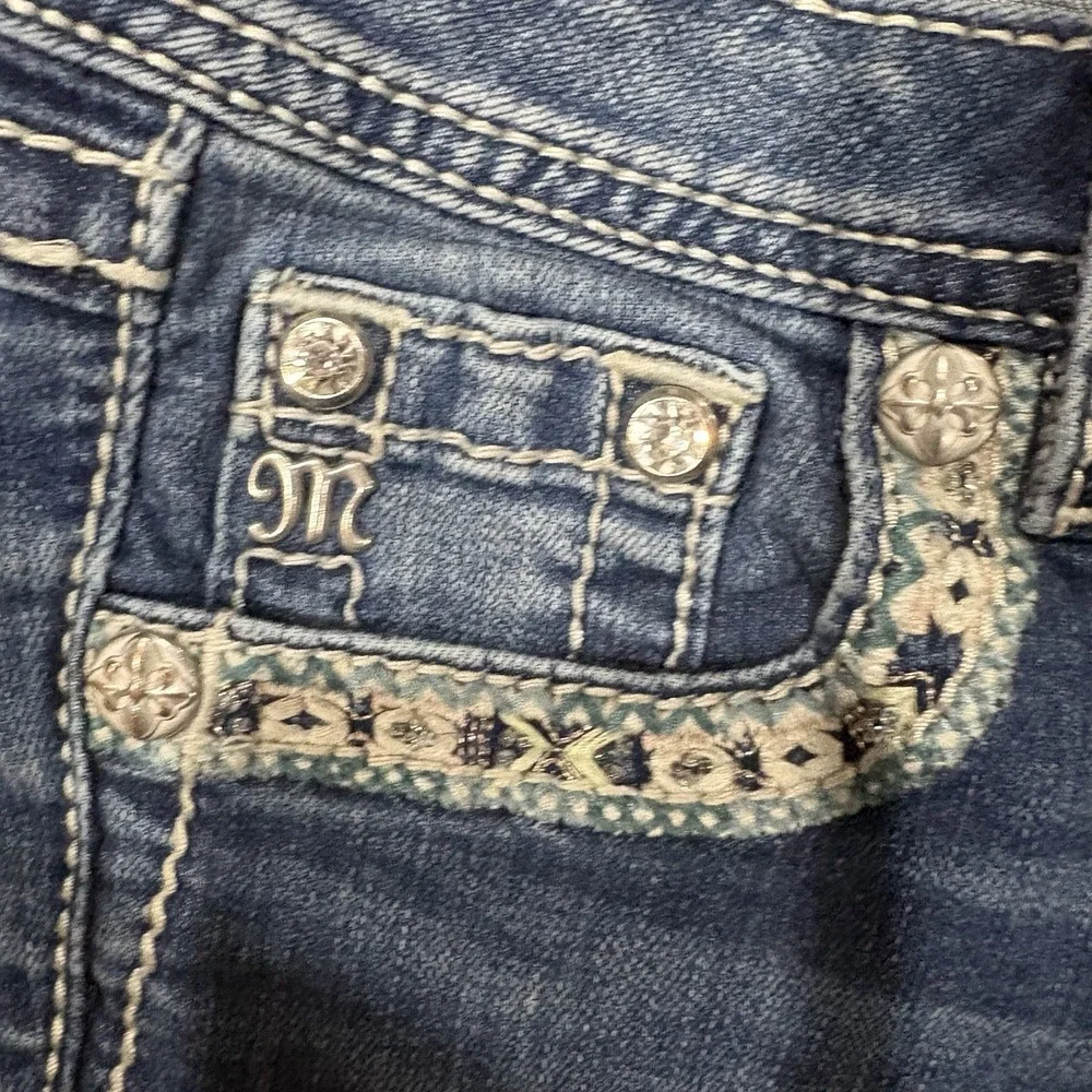 Vtg Miss Me Bermuda Shorts Girls Denim 2000s Y2K Sz 10 Rhinestones Embellished